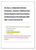 IEC Year 2 &ndash; Independent Electrical  Contractors &ndash; Semester 1 Midterm Exam  Practice Questions And Correct Answers  &lpar;Verified Answers&rpar; Plus Rationales 2026  Q&A &vert; Instant Download Pdf