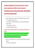 Virginia Backflow Prevention Device Tester  Exam Questions With Correct Answers  &lpar;Verified Answers&rpar; Plus Rationales 2026 Q&A &vert;  Instant Download Pdf 
