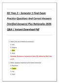 IEC Year 2 &ndash; Semester 1 Final Exam  Practice Questions And Correct Answers  &lpar;Verified Answers&rpar; Plus Rationales 2026  Q&A &vert; Instant Download Pdf