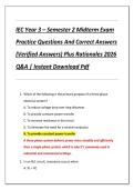 IEC Year 3 &ndash; Semester 2 Midterm Exam  Practice Questions And Correct Answers  &lpar;Verified Answers&rpar; Plus Rationales 2026  Q&A &vert; Instant Download Pdf