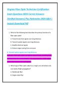 Virginia Fiber Optic Technician Certification  Exam Questions With Correct Answers  &lpar;Verified Answers&rpar; Plus Rationales 2026 Q&A &vert;  Instant Download Pdf