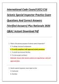 International Code Council &lpar;ICC&rpar; C16  Seismic Special Inspector Practice Exam  Questions And Correct Answers  &lpar;Verified Answers&rpar; Plus Rationale 2026  Q&A&vert; Instant Download Pdf 