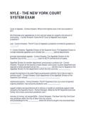 NYLE - THE NEW YORK COURT SYSTEM EXAM QUESTIONS AND ANSWERS &vert; GRADED A