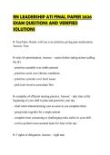 RN LEADERSHIP ATI FINAL PAPER 2026 EXAM QUESTIONS AND VERIFIED SOLUTIONS