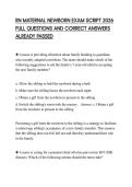RN MATERNAL NEWBORN EXAM SCRIPT 2026 FULL QUESTIONS AND CORRECT ANSWERS ALREADY PASSED