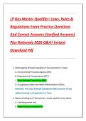 LP Gas Master Qualifier&colon; Laws&comma; Rules &  Regulations Exam Practice Questions  And Correct Answers &lpar;Verified Answers&rpar;  Plus Rationale 2026 Q&A&vert; Instant  Download Pdf