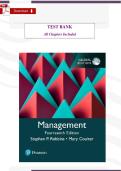 Principles of Management &lpar;14th Edition &ndash; Robbins & Coulter&rpar; &ndash; Verified Test Bank &vert; All Chapters &vert; Planning&comma; Organizing&comma; Leading&comma; Controlling&comma; Strategy&comma; HRM&comma; Leadership&comma; Motivation & Exam‑Style Questions