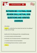 PACKAGE DEAL&colon;&colon;&colon; RUTGERS BIO 116 EXAMS WITH FINALS ACTUAL 2026 Q&A 100&percnt; PASS