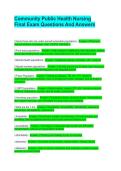 Community Public Health Nursing Final Exam Questions And Answers