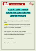 POLS 207 EXAM 1 REVIEW ACTUAL 2026 QUESTIONS AND VERIFIED ANSWERS