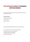 U&period;S&period; Coast Guard Auxiliary Test Questions and Correct Answers