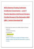 NETA Electrical Testing Technician  Certification Examination &ndash; Level II  Practice Questions And Correct Answers  &lpar;Verified Answers&rpar; Plus Rationales 2026  Q&A &vert; Instant Download Pdf
