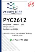 PCY2612 Assignment 1 &lpar;DETAILED ANSWERS Semester 1 2026 - DISTINCTION GUARANTEED
