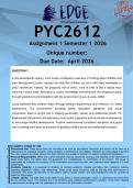 PYC2612 Assignment 1 &lpar;ANSWERS&rpar; Semester 1 2026 - DISTINCTION GUARANTEED