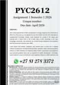 PYC2612 Assignment 1 &lpar;COMPLETE ANSWERS&rpar; Semester 1 2026 - DUE  March 2026 