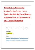 NICET Electrical Power Testing  Certification Examination &ndash; Level I  Practice Questions And Correct Answers  &lpar;Verified Answers&rpar; Plus Rationales 2026  Q&A &vert; Instant Download Pdf 