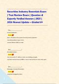 Securities Industry Essentials Exam &vert; Test Review Exam &vert; Question & Expertly Verified Answers &vert; 2025 &vert; 2026 Newest Update &ndash; Graded A&plus;     