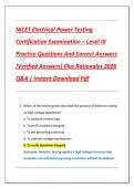 NICET Electrical Power Testing  Certification Examination &ndash; Level IV  Practice Questions And Correct Answers  &lpar;Verified Answers&rpar; Plus Rationales 2026  Q&A &vert; Instant Download Pdf