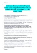California Motorcycle Safety Program  Exam Actual comprehensive Questions and  verified Solutions Test Graded A&plus; &vert; 2026  Latest Update