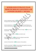 SEMMELWEIS ENTRANCE EXAM MEDICINE BIOLOGY QUESTIONS AND ANSWERS GRADED A&plus; 2025&sol;2026