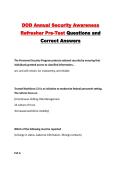 DOD Annual Security Awareness Refresher Pre-Test Questions and Correct Answers