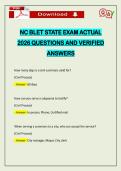 NC BLET STATE EXAM ACTUAL 2026 QUESTIONS AND VERIFIED ANSWERS