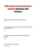 DOD annual security awareness refresher Questions with Solutions