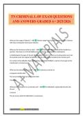 TN CRIMINAL LAW EXAM QUESTIONS AND ANSWERS GRADED A&plus; 2025&sol;2026
