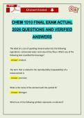 CHEM 1010 FINAL EXAM ACTUAL 2026 QUESTIONS AND VERIFIED ANSWERS