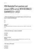 IHSA Basketball Test questions and answers 100&percnt; correct WITH RATIONALES GUARANTEED A&plus; LATEST