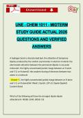 UNE - CHEM 1011 - MIDTERM STUDY GUIDE ACTUAL 2026 QUESTIONS AND VERIFIED ANSWERS
