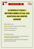 UC BERKELEY COGSCI 1 MIDTERM SUMMER ACTUAL 2026 QUESTIONS AND VERIFIED ANSWERS