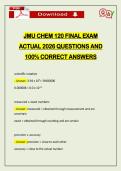 JMU CHEM 120 FINAL EXAM ACTUAL 2026 QUESTIONS AND 100&percnt; CORRECT ANSWERS