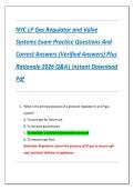 NYC LP Gas Regulator and Valve  Systems Exam Practice Questions And  Correct Answers &lpar;Verified Answers&rpar; Plus  Rationale 2026 Q&A&vert; Instant Download  Pdf 