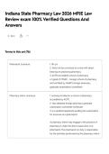 Indiana State Pharmacy Law 2026 MPJE Law Review exam 100&percnt; Verified Questions And Answers