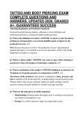 TATTOO AND BODY PIERCING EXAM COMPLETE QUESTIONS AND ANSWERS&comma; UPDATED 2026&comma; GRADED A&plus;&comma; GUARANTEED SUCCESS