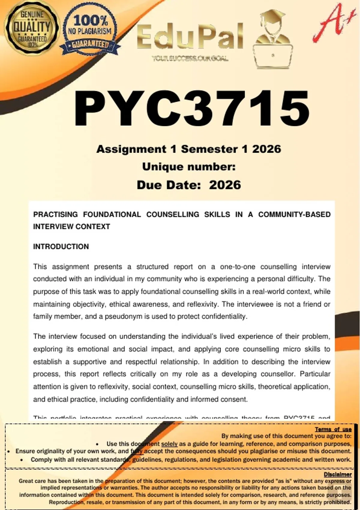 PYC3715 Assignment 1 (COMPLETE ANSWERS) Semester 1 2026 - DUE March ...