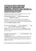 TATTOOS & BODY PIERCINGS COMPLETE QUESTIONS AND ANSWERS&comma; UPDATED 2026&comma; GRADED A&plus;&comma; GUARANTEED SUCCESS