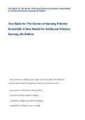 Test Bank for The Doctor of Nursing Practice Essentials&colon; A New Model for Advanced Practice Nursing 4th Edition &mdash; ISBN 9781284167078 Practice Questions with Verified Solutions
