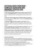 TATTOOS & BODY PIERCINGS COMPLETE QUESTIONS AND ANSWERS&comma; UPDATED 2026