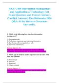 WGU C468 Information Management  and Application of Technology Test  Exam Questions and Correct Answers  &lpar;Verified Answers&rpar; Plus Rationales 2026 Q&A At the Western Governors  University