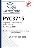PYC3715 Assignment 1 &lpar;DETAILED ANSWERS Semester 1 2026 - DISTINCTION GUARANTEED
