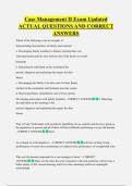 Case Management II Exam Updated  ACTUAL QUESTIONS AND CORRECT  ANSWERS