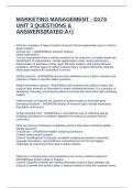 MARKETING MANAGEMENT - D174 UNIT 3 QUESTIONS & ANSWERS&lpar;RATED A&plus;&rpar;