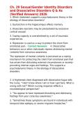 Ch&period; 29 Sexual Gender Identity Disorders and Dissociative Disorders Q & As &lpar;Verified Answers&rpar;