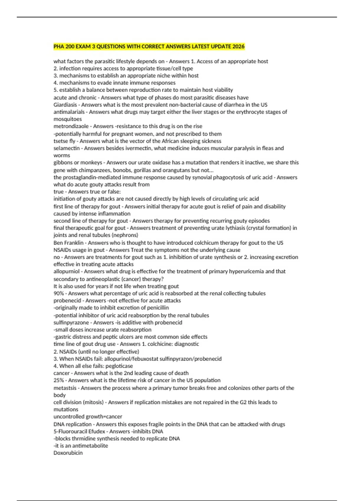 Phale Question. Answer PHA 200 EXAM 3 QUESTIONS WITH CORRECT ANSWERS LATEST UPDATE 2026 - PHA ...
