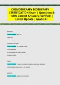 CHEMOTHERAPY BIOTHERAPY CERTIFICATION Exam &ndash; Questions & Verified Correct Answers &lpar;Latest Update&rpar;