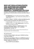 BODY ART REGULATIONS UPDATED 2026&colon; QUESTIONS AND ANSWERS WITH COMPLETE SOLUTIONS&comma; GRADED A&plus;&comma; GUARANTEED SUCCESS