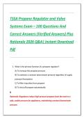 TSSA Propane Regulator and Valve  Systems Exam &ndash; 100 Questions And  Correct Answers &lpar;Verified Answers&rpar; Plus  Rationale 2026 Q&A&vert; Instant Download  Pdf