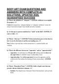 BODY ART EXAM QUESTIONS AND ANSWERS WITH COMPLETE A&plus; SOLUTIONS&comma; UPDATED 2026&comma; GUARANTEED SUCCESS